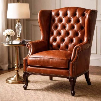 Tufted Leather Wingback Chair